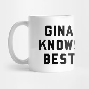 gina knows best black logo Mug